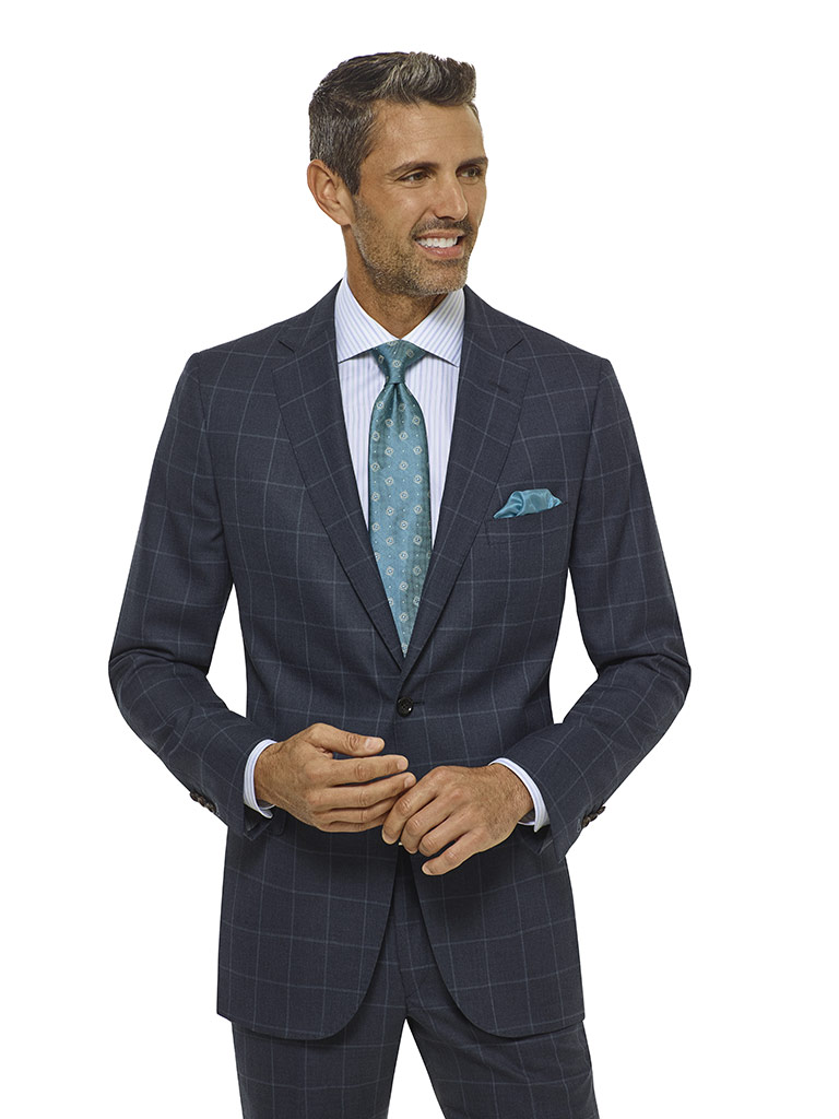Slate Blue Windowpane Suit - Corporate Image
