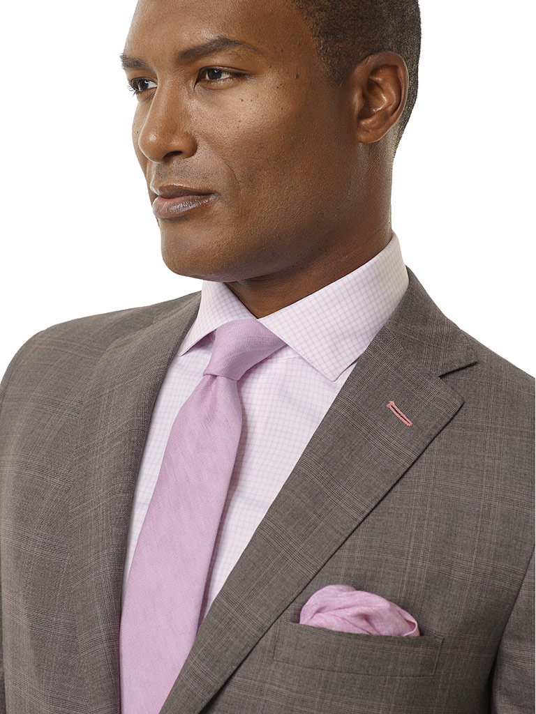 Taupe Gray Plaid Suit - Executive Collection