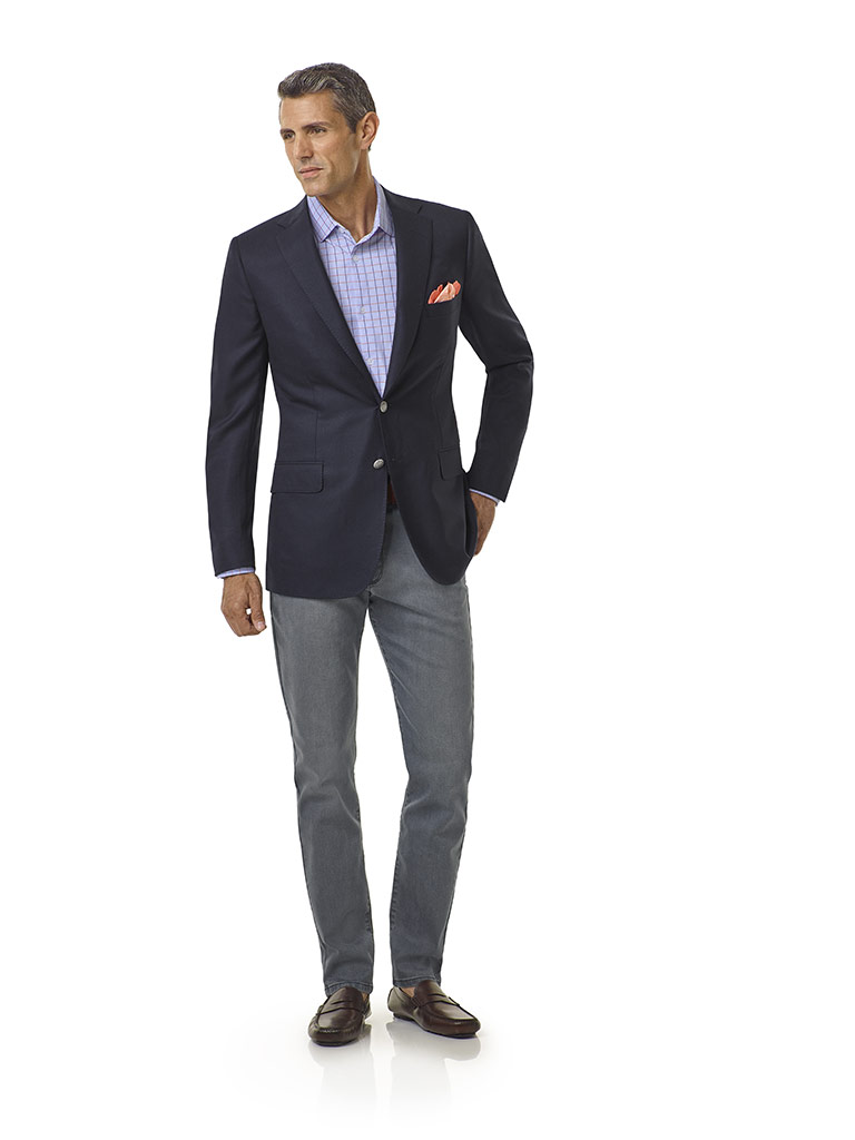Navy Diamond Weave Blazer - Executive Collection