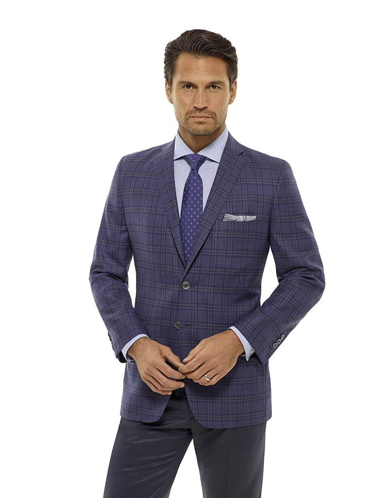 Indigo Plaid Sport Coat - Executive Collection