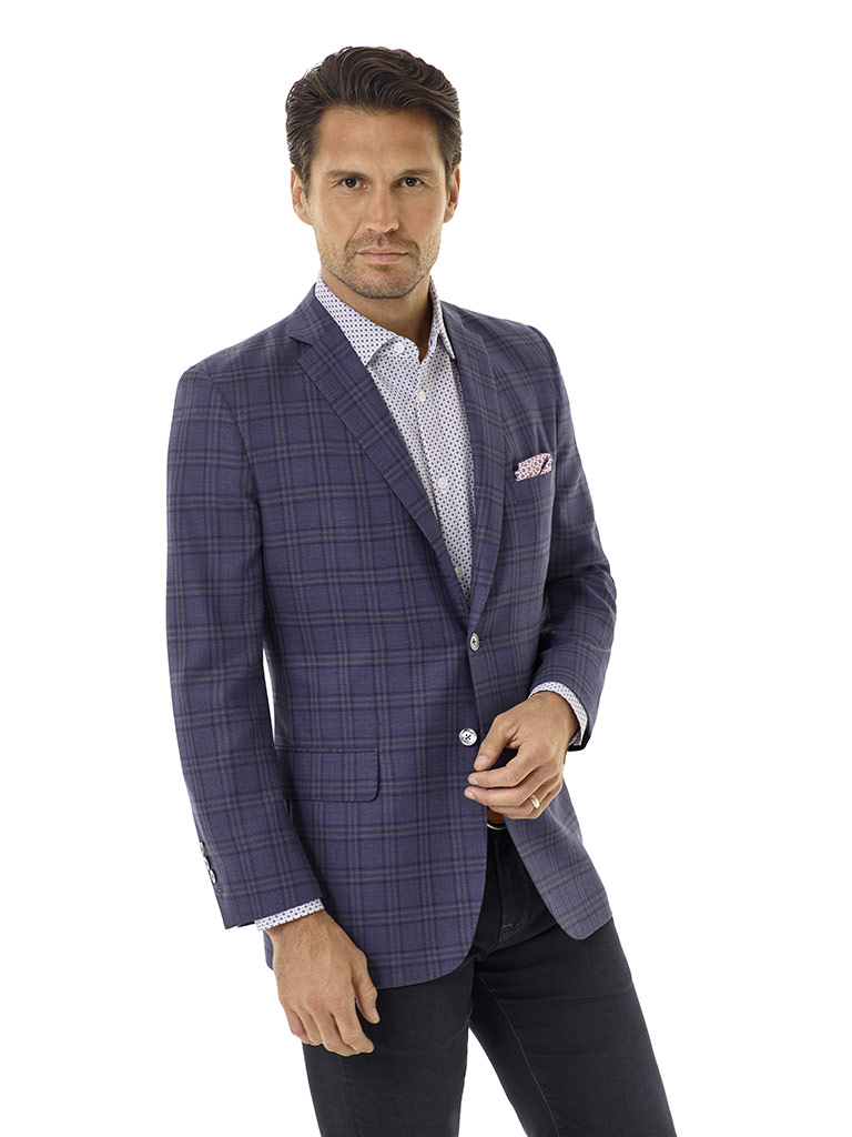 Indigo Plaid Sport Coat - Executive Collection