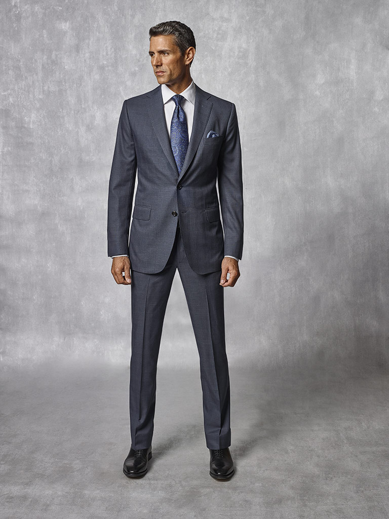 Slate Blue Plaid Suit - Oxxford Collection