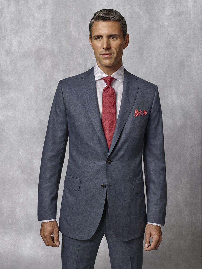 Slate Blue Plaid Suit Oxxford Collection Tom James Company