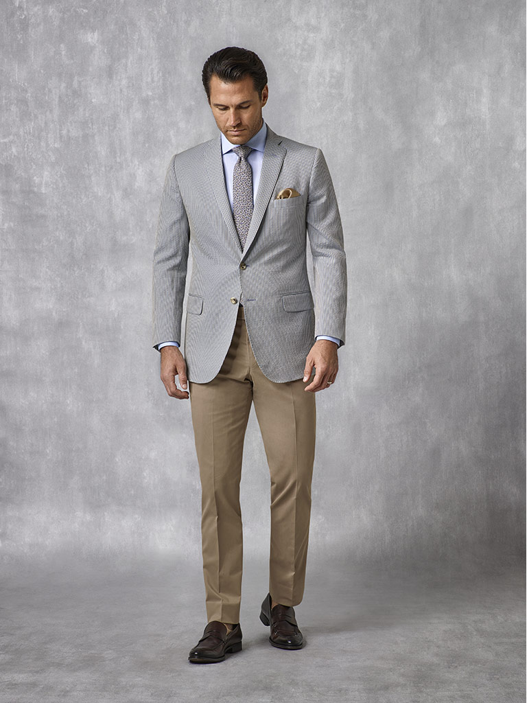 Teal Stripe Seersucker Suit - Oxxford Collection