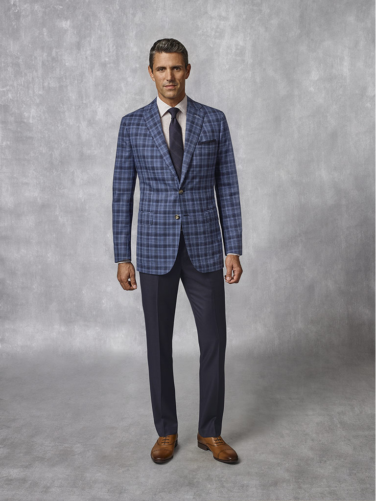 Navy Plaid Sport Coat - Oxxford Collection