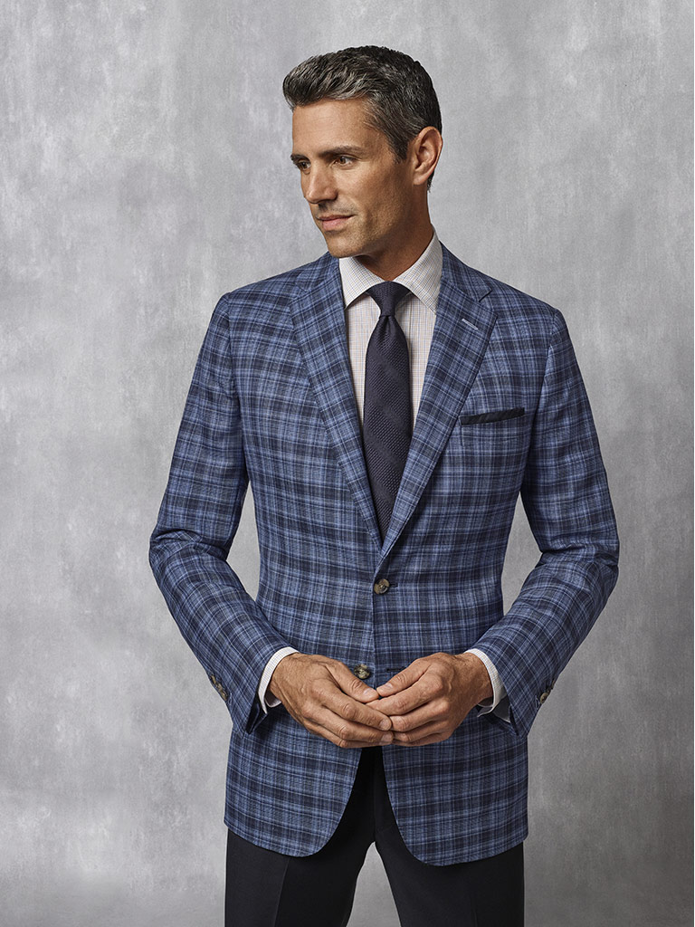 Navy Plaid Sport Coat - Oxxford Collection