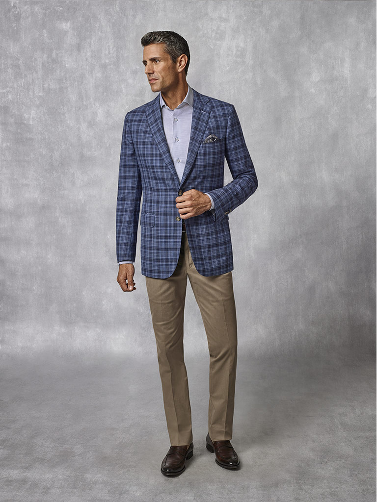 Navy Plaid Sport Coat - Oxxford Collection