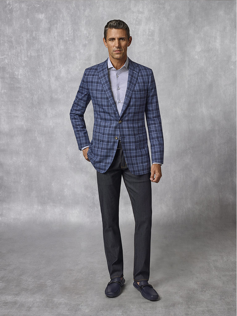 Navy Plaid Sport Coat - Oxxford Collection