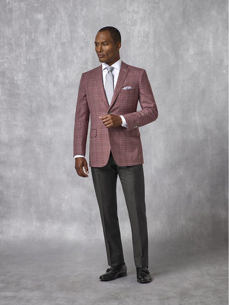 Burgundy Plaid Sport Coat - Oxxford Collection