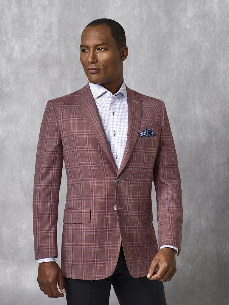 Burgundy Plaid Sport Coat - Oxxford Collection