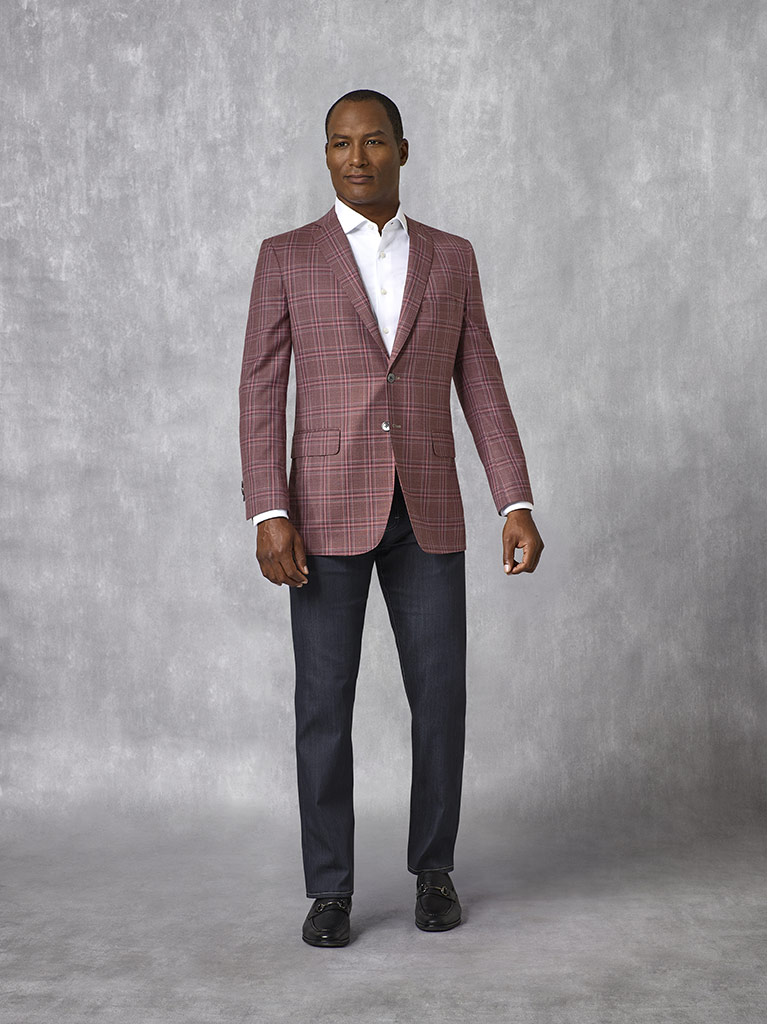 Burgundy Plaid Sport Coat - Oxxford Collection