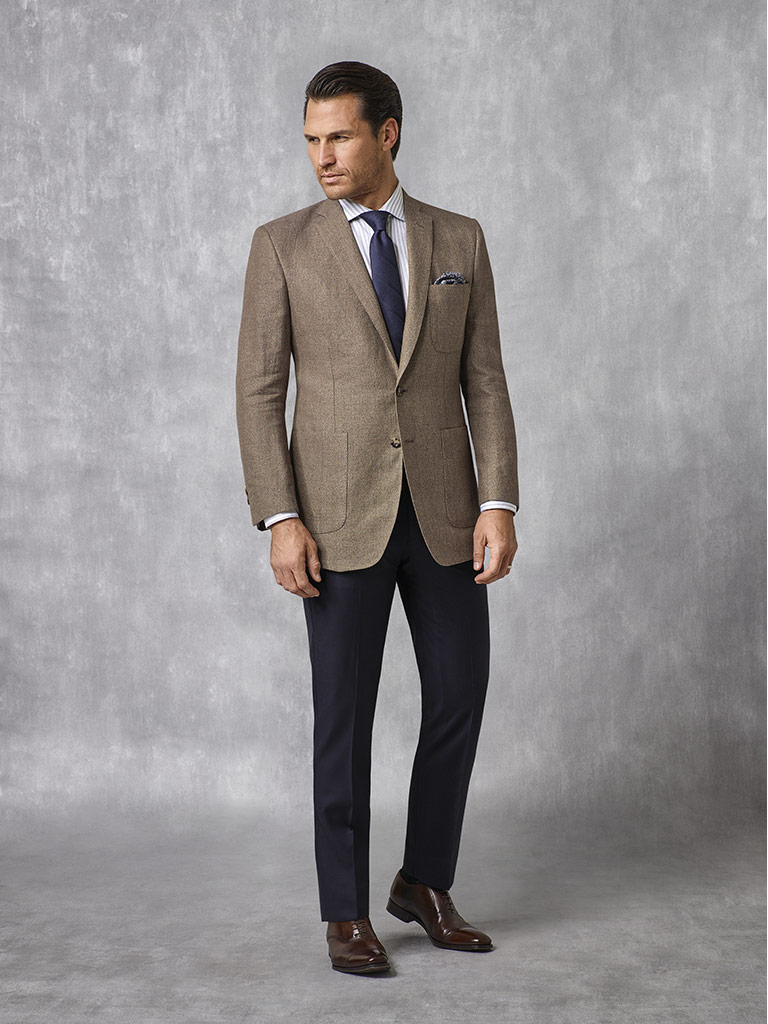 Coffee Solid Blazer - Oxxford Collection