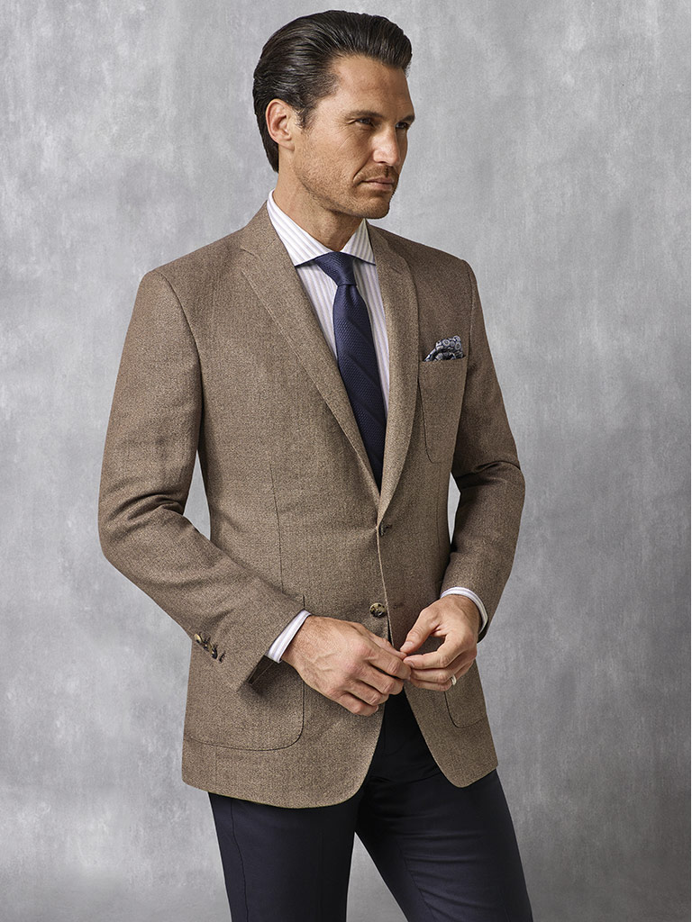 Coffee Solid Blazer - Oxxford Collection