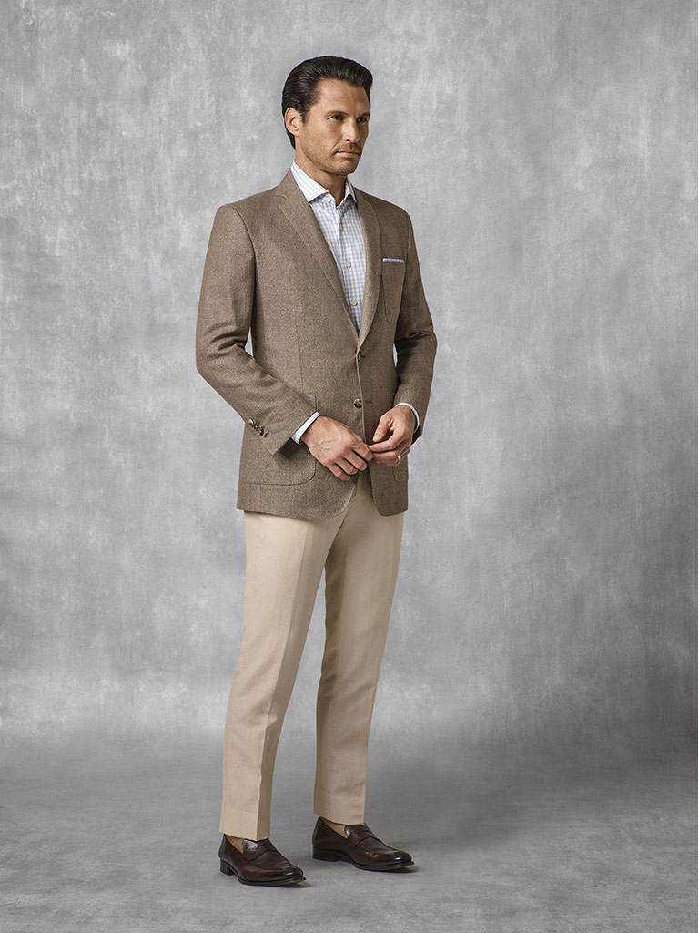Coffee Solid Blazer - Oxxford Collection