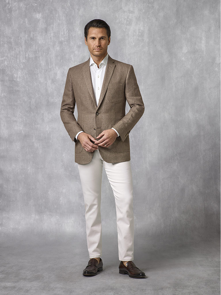 Coffee Solid Blazer - Oxxford Collection