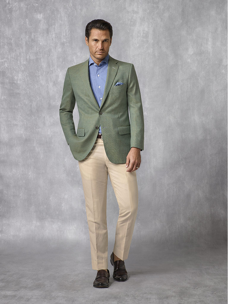 Sage Plain Blazer - Oxxford Collection