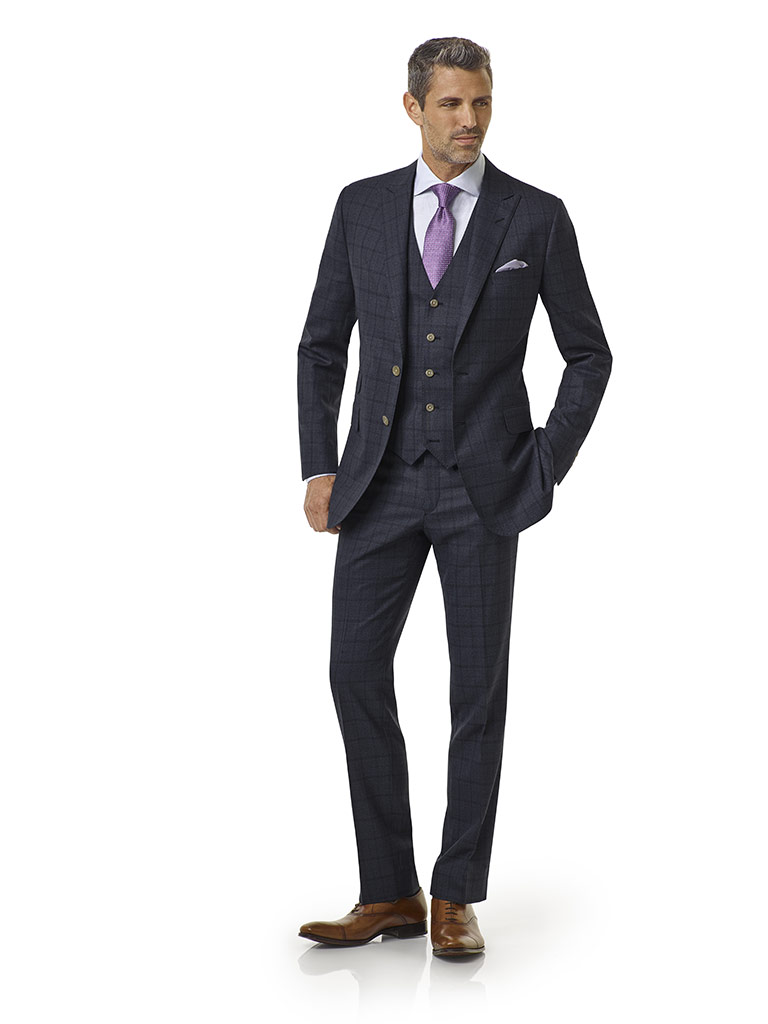 Char Blue Windowpane Suit - Royal Classic Collection