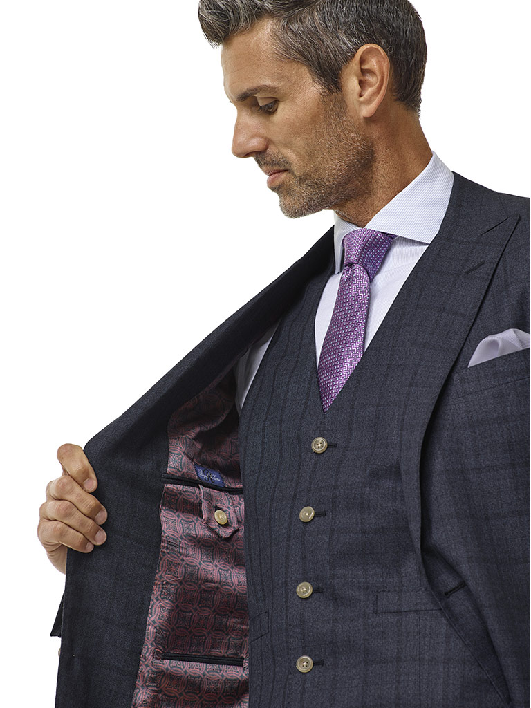 Char Blue Windowpane Suit - Royal Classic Collection