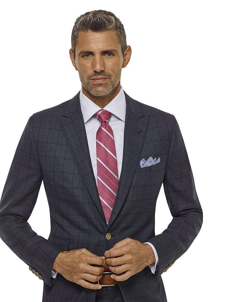 Char Blue Windowpane Suit - Royal Classic Collection