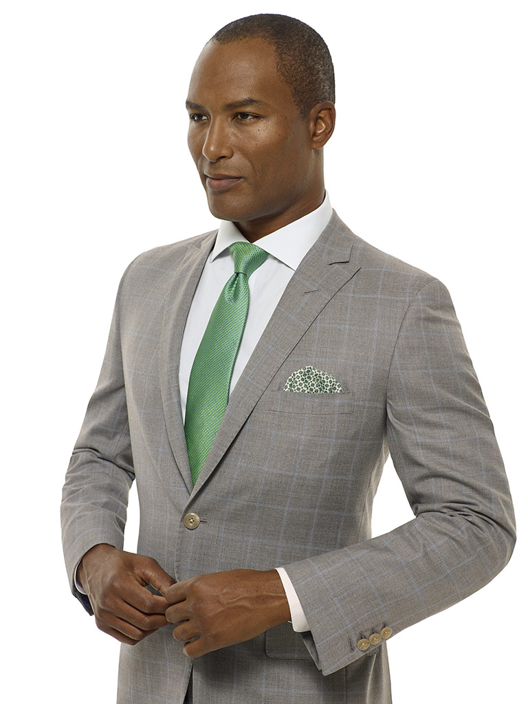 Light Gray Windowpane Suit - Royal Classic Collection