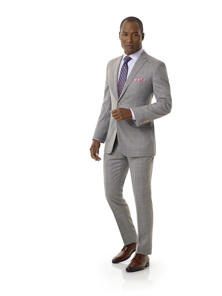 Light Gray Windowpane Suit - Royal Classic Collection