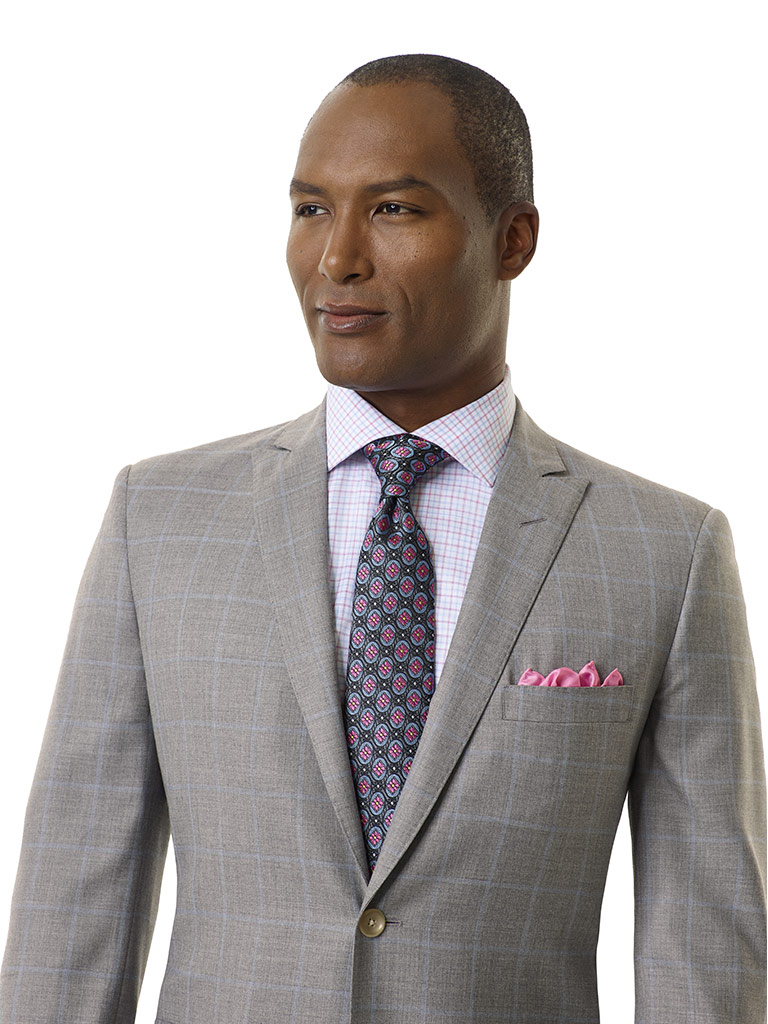 Light Gray Windowpane Suit - Royal Classic Collection
