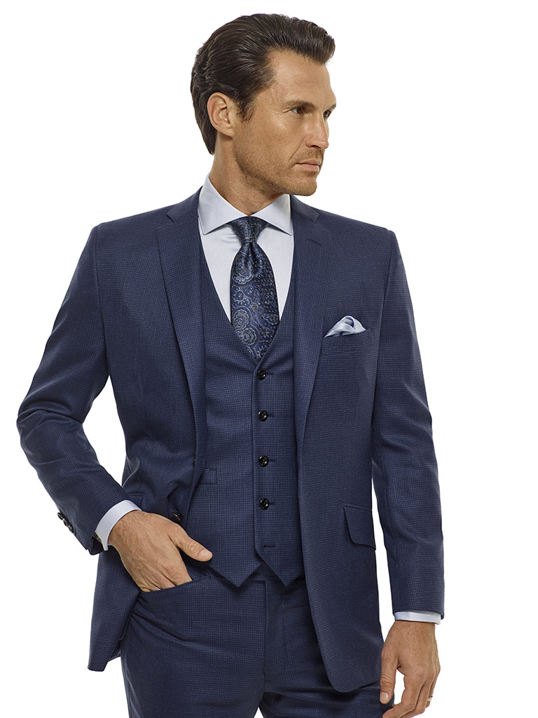 Blue Grid Check Suit - Royal Classic Collection