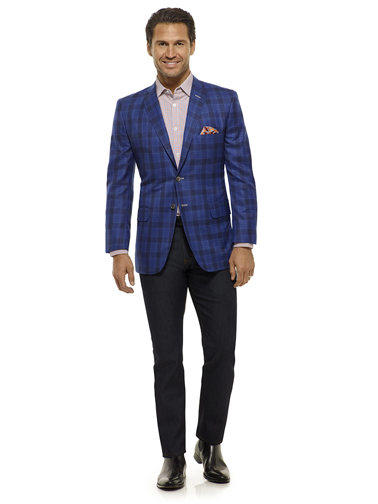 Royal Blue Plaid Sport Coat - Royal Classic Collection