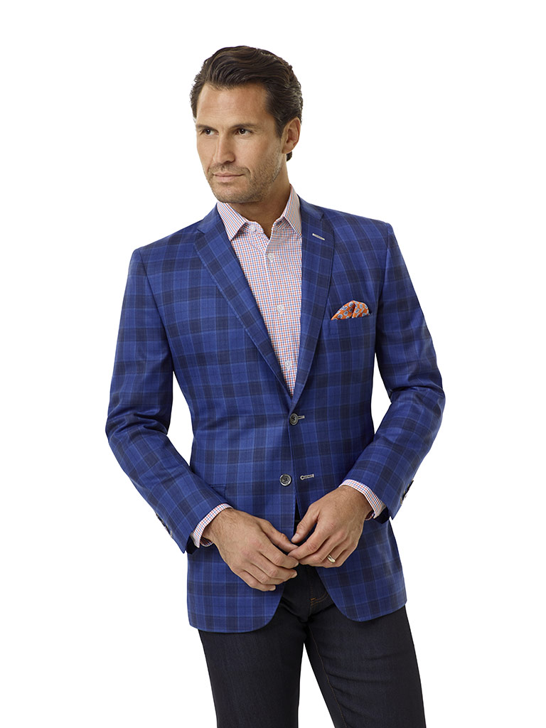 Royal Blue Plaid Sport Coat - Royal Classic Collection