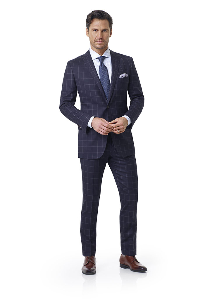 Navy Tramline Windowpane Holland and Sherry Royal Mile Suit