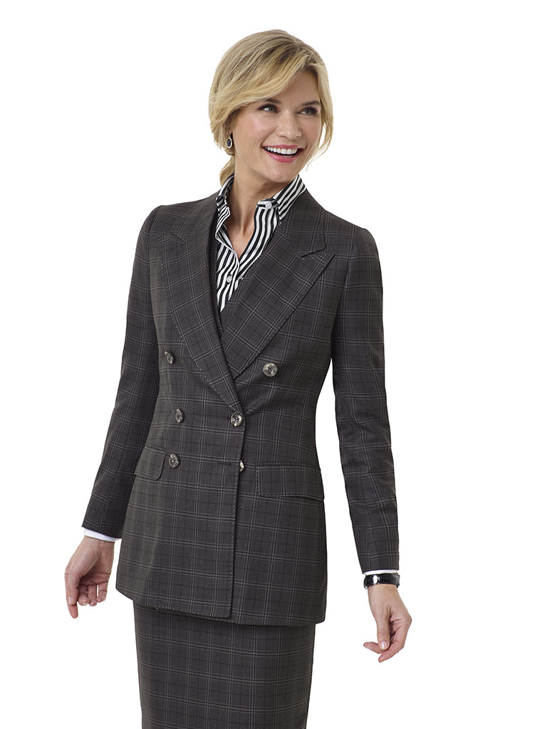 Charcoal Windowpane Suit - Tom James Women Collection