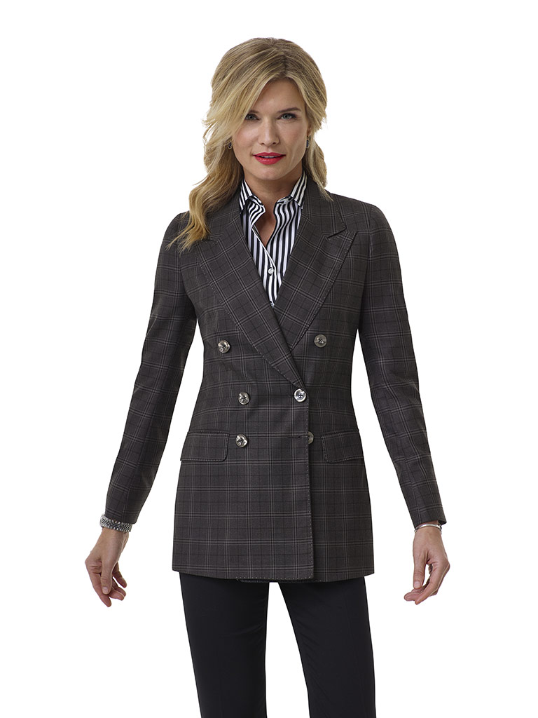 Charcoal Windowpane Suit - Tom James Women Collection