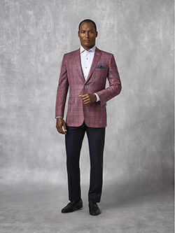 Burgundy Plaid Sport Coat - Oxxford Collection