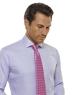 Tom James Custom Blue Jaquard Shirt with Contrast