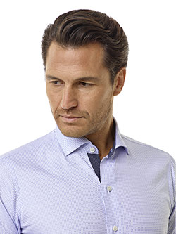 Tom James Custom Blue Jaquard Shirt with Contrast