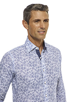 Tom James Custom Blue Floral Print Shirt