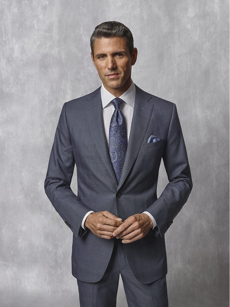 Slate Blue Plaid Suit - Oxxford Collection | Tom James Company