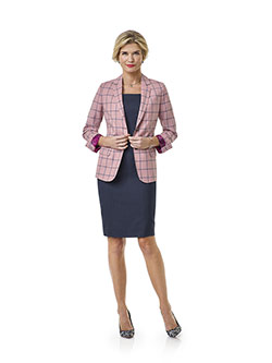 Custom Blush Windowpane Suit- Tom James Women Collection