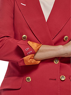 Custom Red Plain Short Suit - Tom James Women Collection