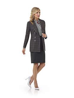 Custom Charcoal Windowpane Suit - Tom James Women Collection