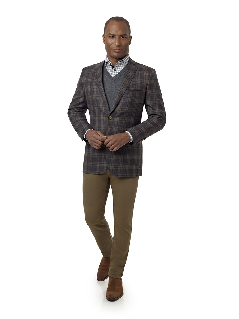 Charcoal & Brown Plaid Sport Coat
