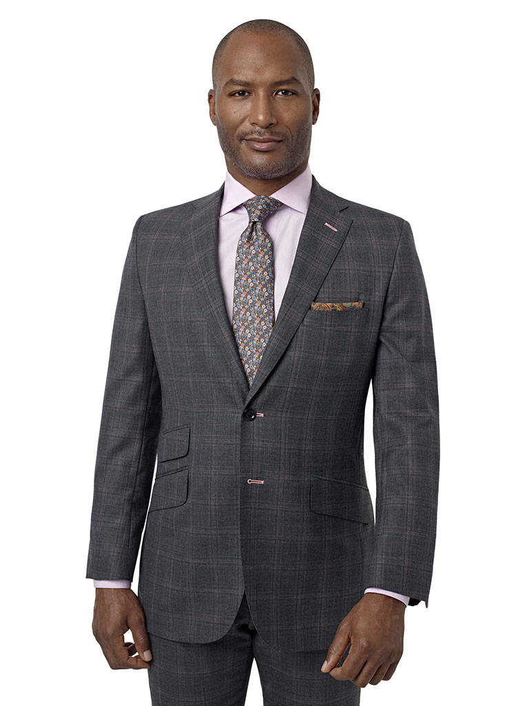 Gray & Violet Plaid Suit