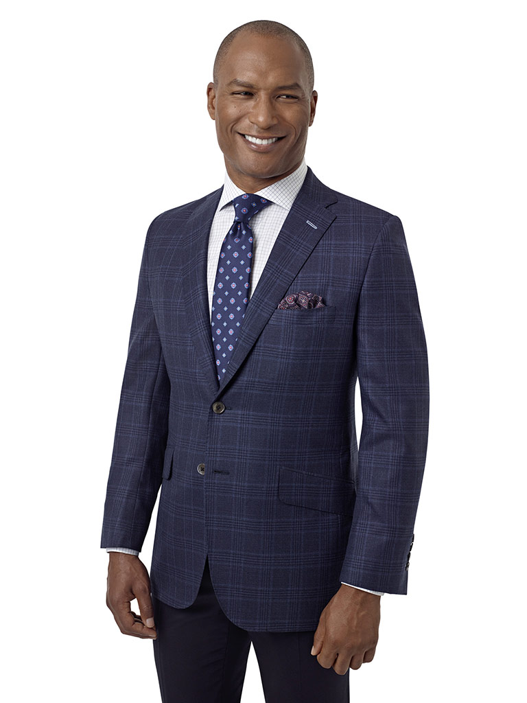 Dark Blue Plaid Sport Coat