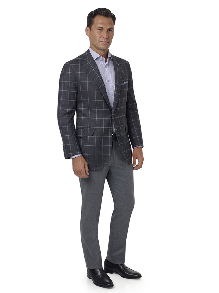 Gray Fancy Windowpane Sport Coat