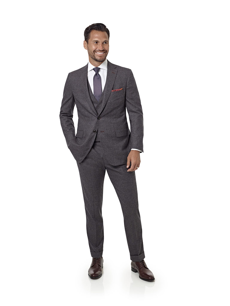 Aubergine Plain Suit with Stretch