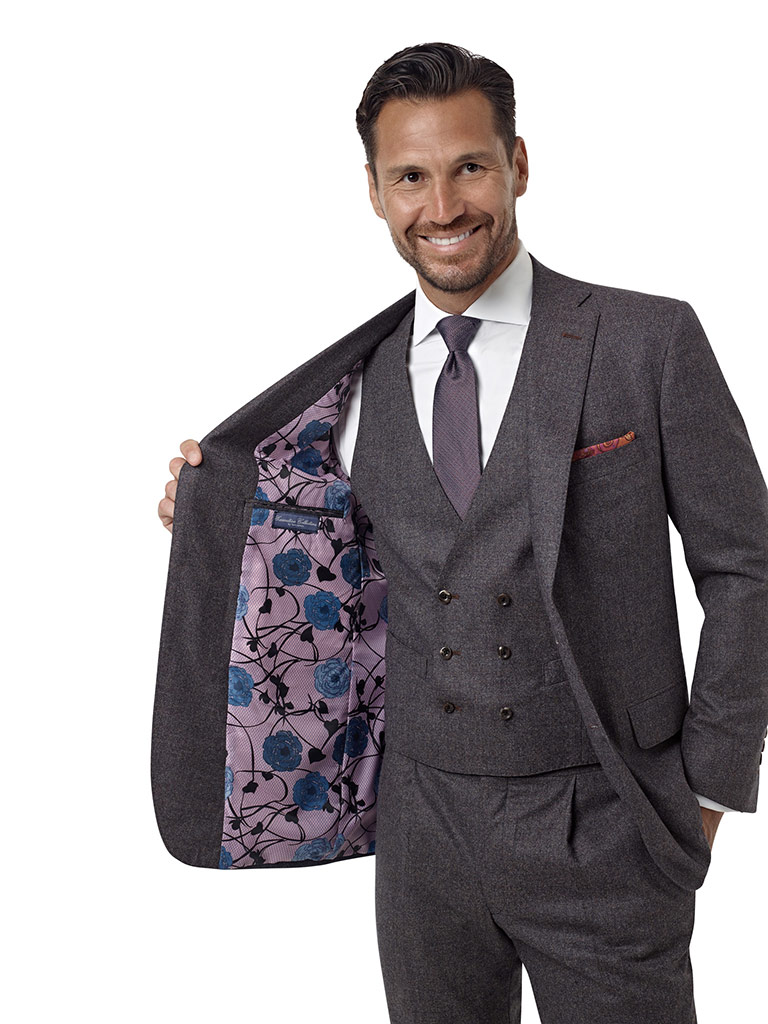 Aubergine Plain Suit with Stretch