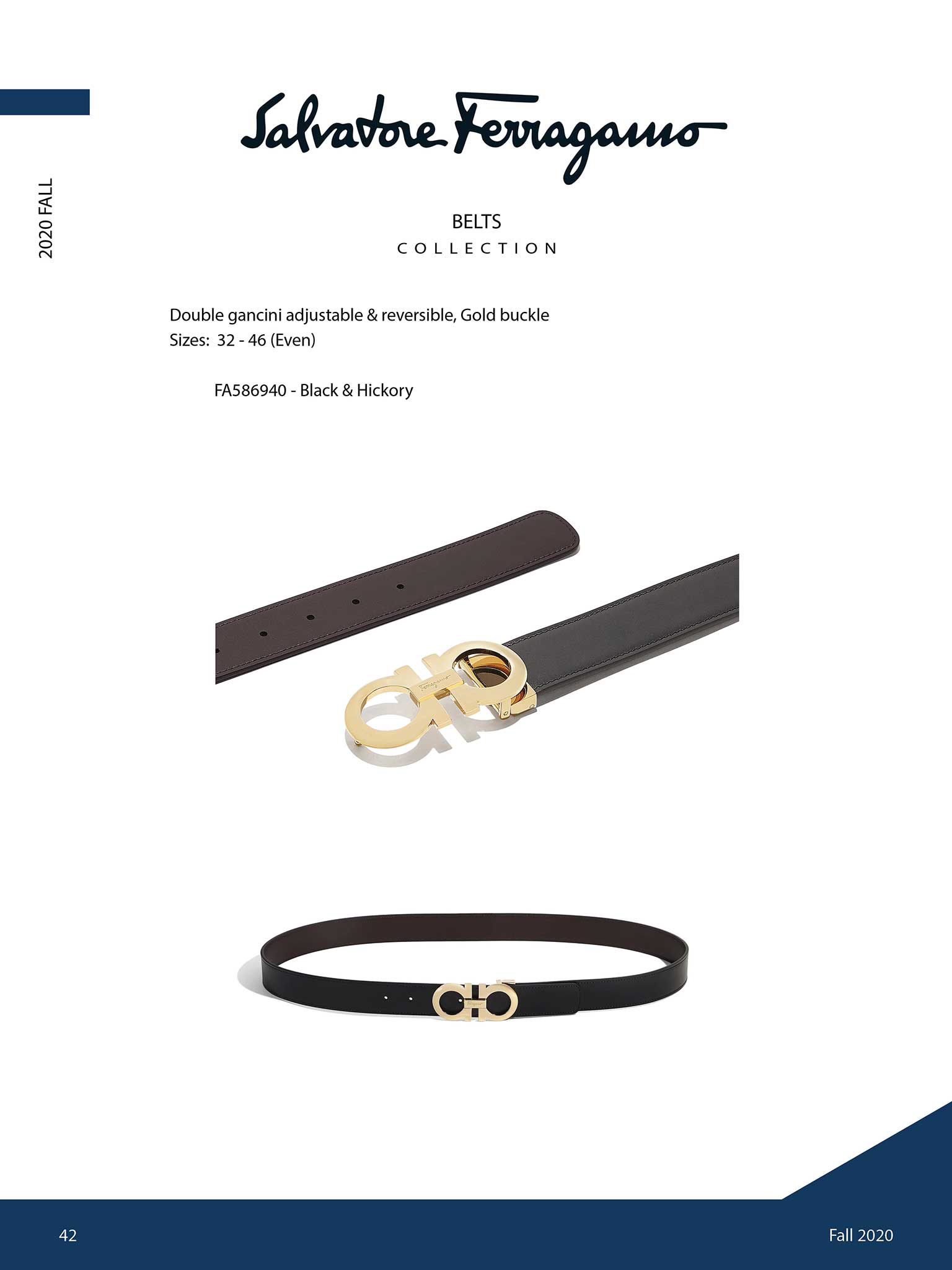 Reversible Double Gancini Belt  by Salvatore Ferragamo