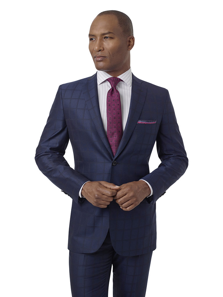 Navy Windowpane Suit