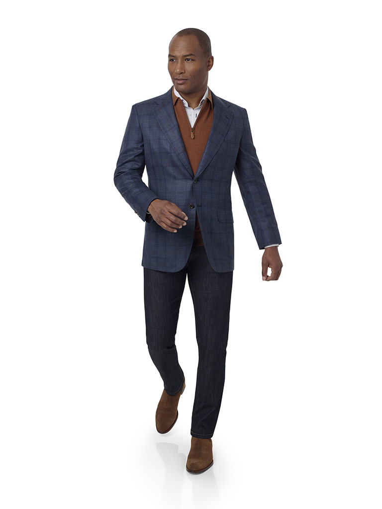 Slate Blue Plaid Sport Coat