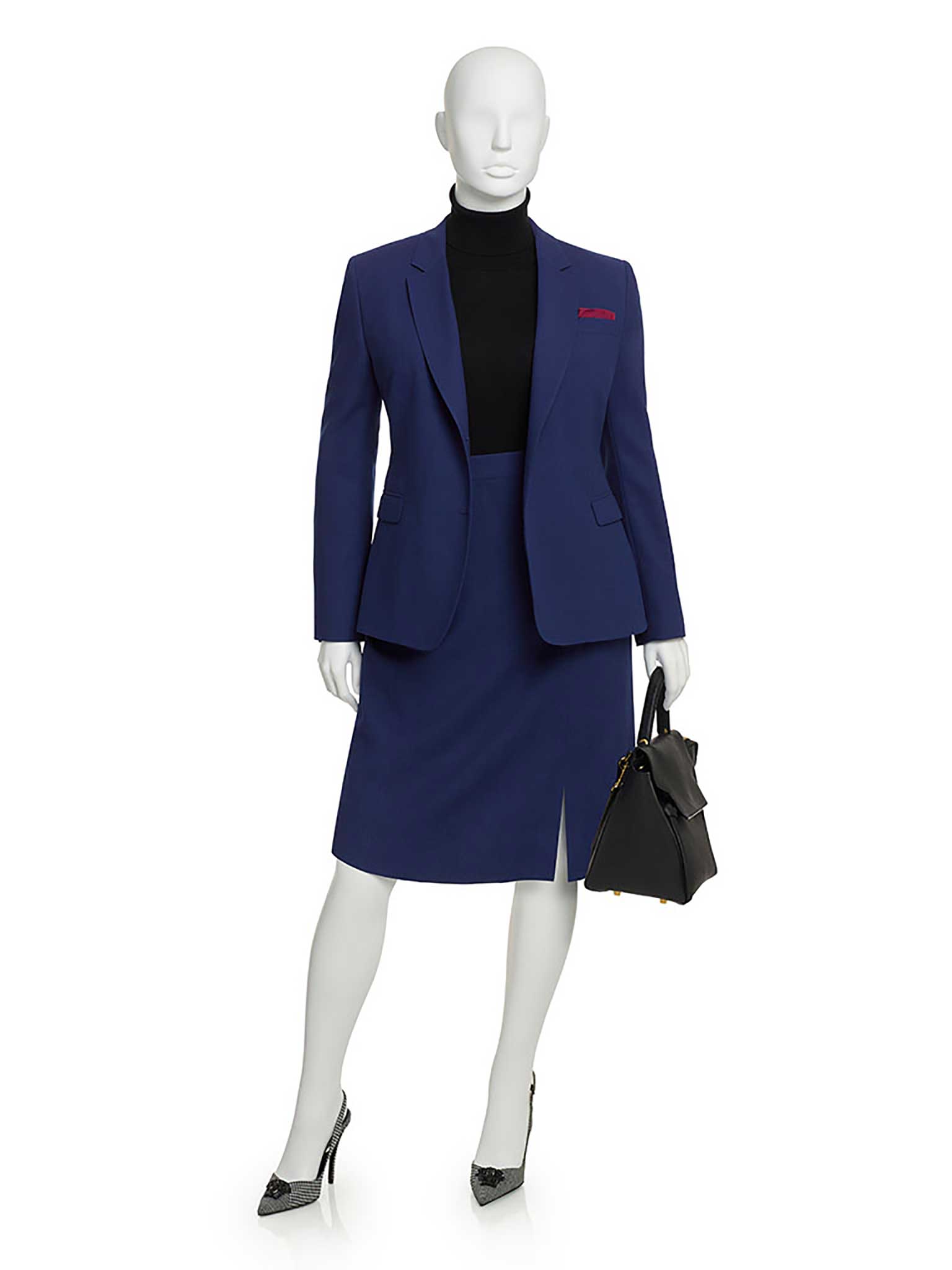 Royal Blue Wool Crepe Skirt Suit